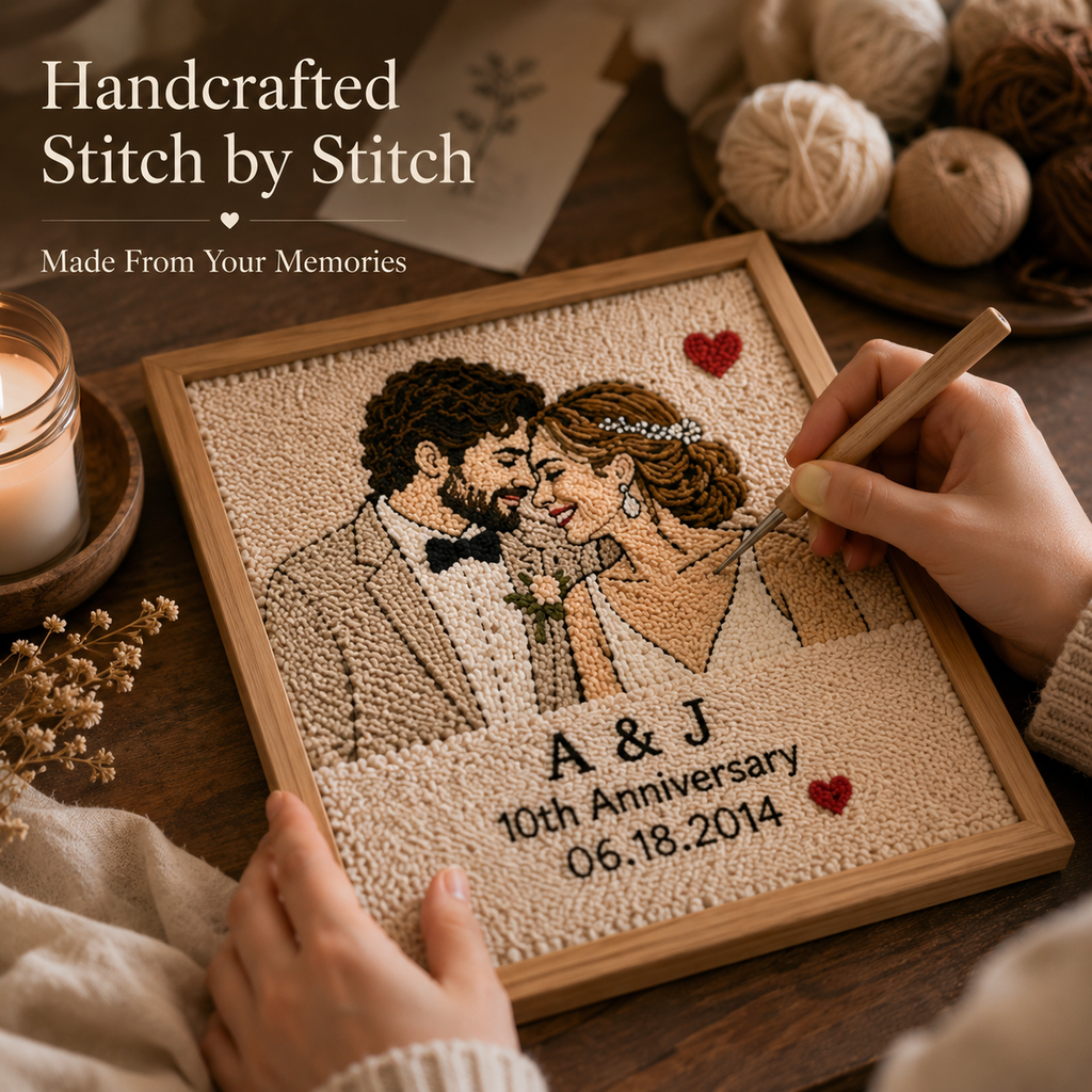 Personalized Tufted Couple Portrait Frame, product overview