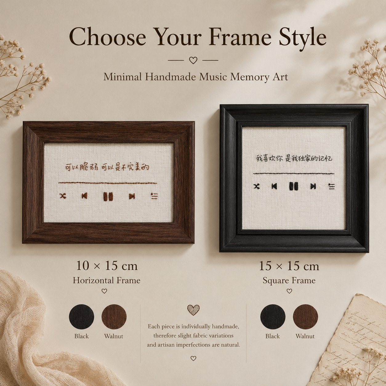 Personalized Wedding Song Embroidery Frame, lifestyle view