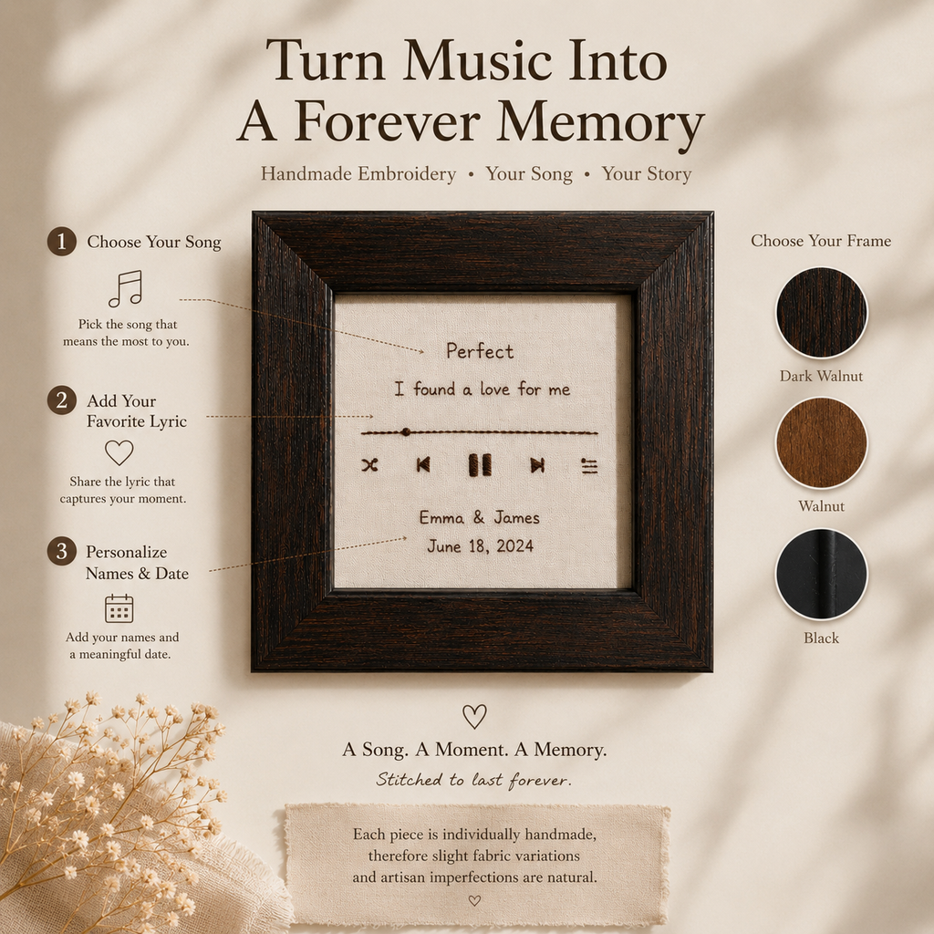 Personalized Wedding Song Embroidery Frame, craftsmanship details