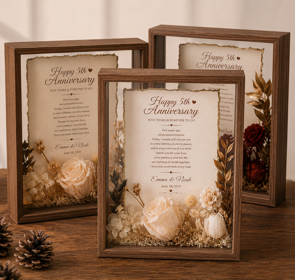 Personalized Wedding Vows Wood Frame, size or variant comparison infographic