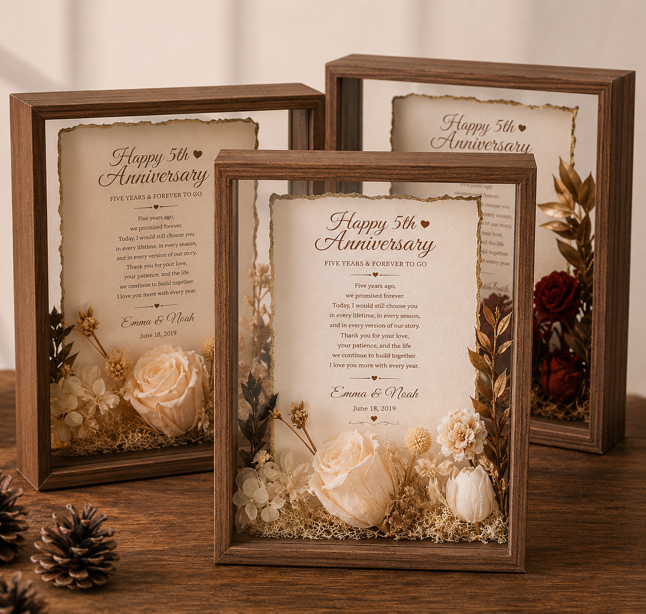 Personalized Wedding Vows Wood Frame, size or variant comparison infographic