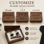 Personalized Wood Cufflink Gift Box for Him – Custom 5th Wedding Anniversary Gift for Husband, personalization and...