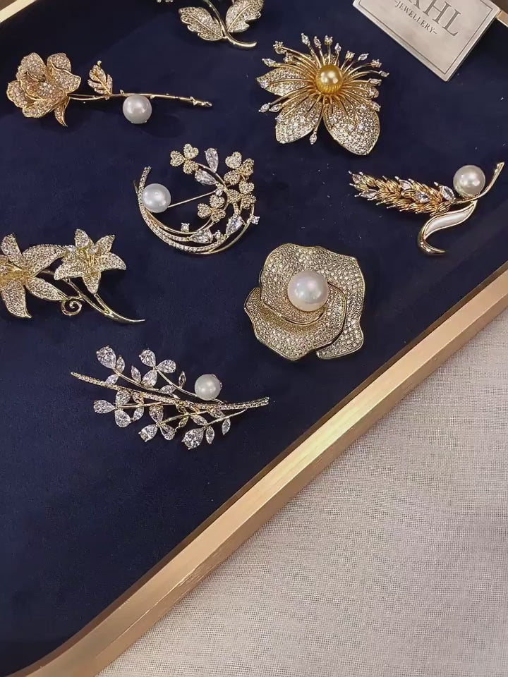 Bouquet Shell Pearl Brooch S925 Silver