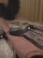 Handmade Ebony Wood & Aged Brass Open Cuff Bracelet – 5th Wood Anniversary Gift