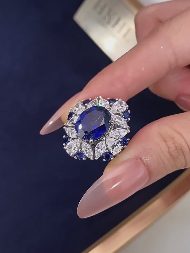 Royal Sapphire Pigeon Egg Ring