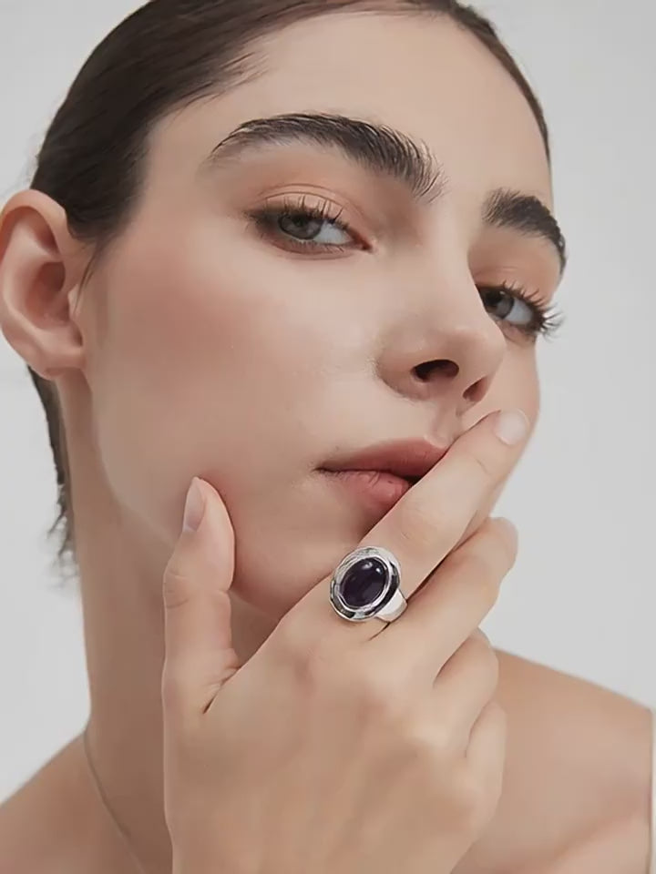 Natural Amethyst Light Luxury Ring