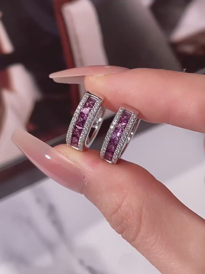 Rose Purple Garnet Ear Cuffs S925 Silver Women's Style