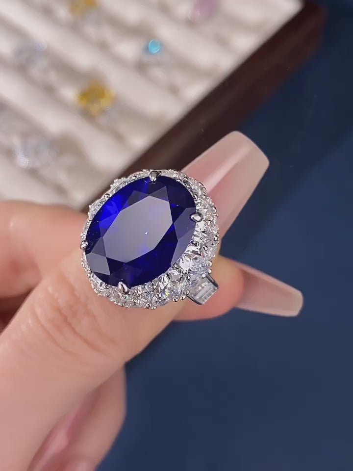Royal Sapphire Pigeon Egg Ring S925 Silver Women's Style