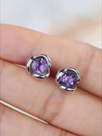 Violet Theme Amethyst Earrings