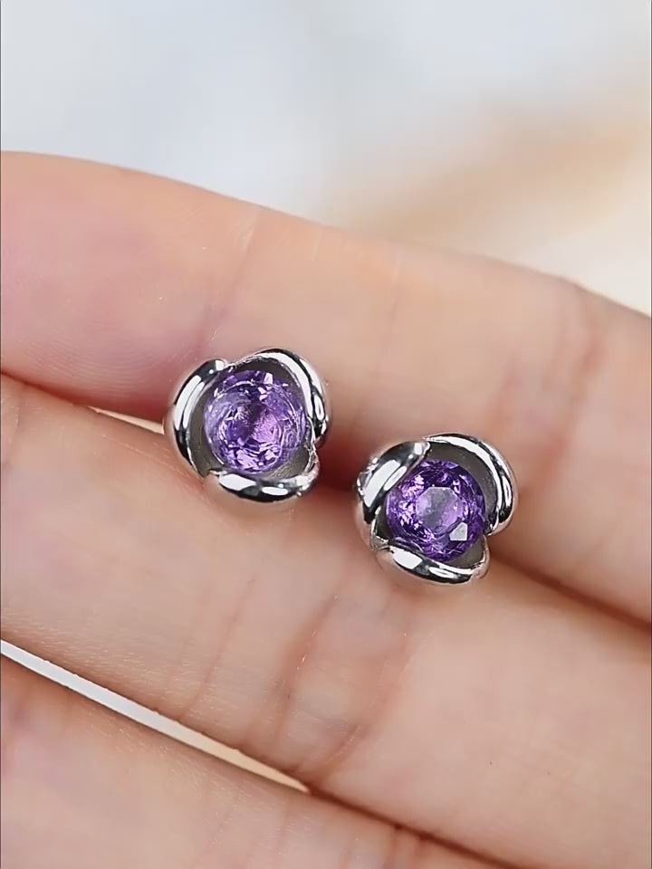 Violet Theme Amethyst Earrings