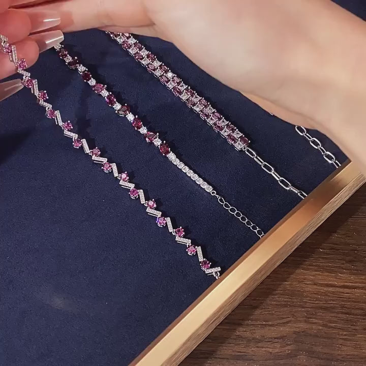 Garnet Bracelet Women's Style S925 Silver