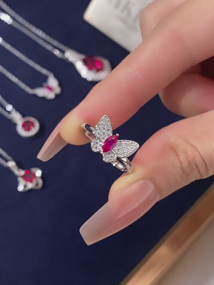 Butterfly Ruby Ring S925 Silver
