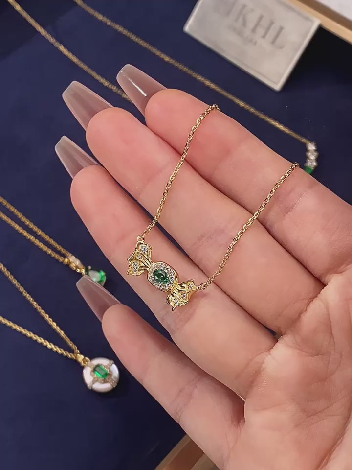 Candy Party Series Emerald Collar Necklace S925 Silver Women's Style