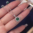 Brilliant Series Four-Claw Emerald Sunflower Necklace