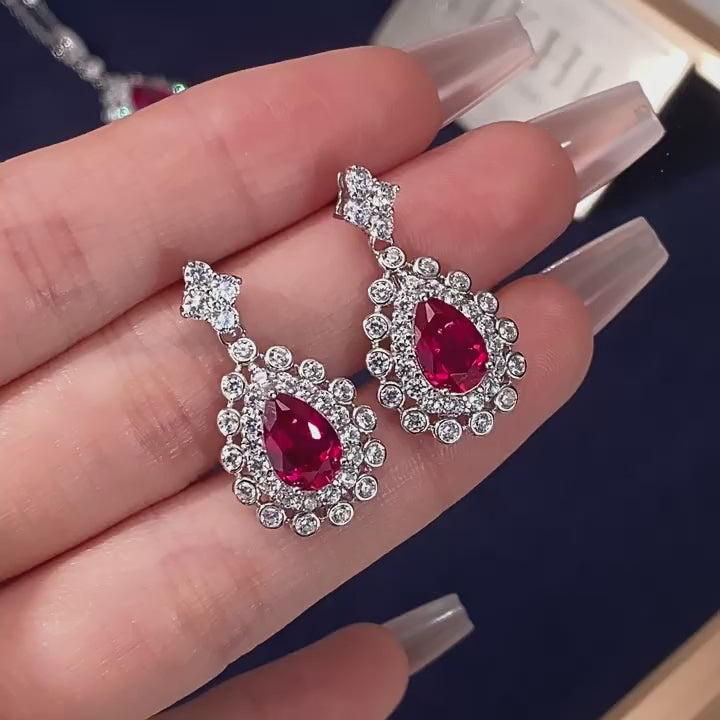 Starlight Series Ruby Teardrop Earrings