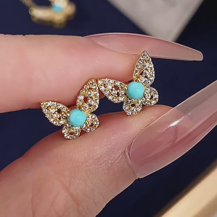 Turquoise Flexible Butterfly Earrings