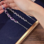 Amethyst Cube Bracelet S925 Silver Women's Style