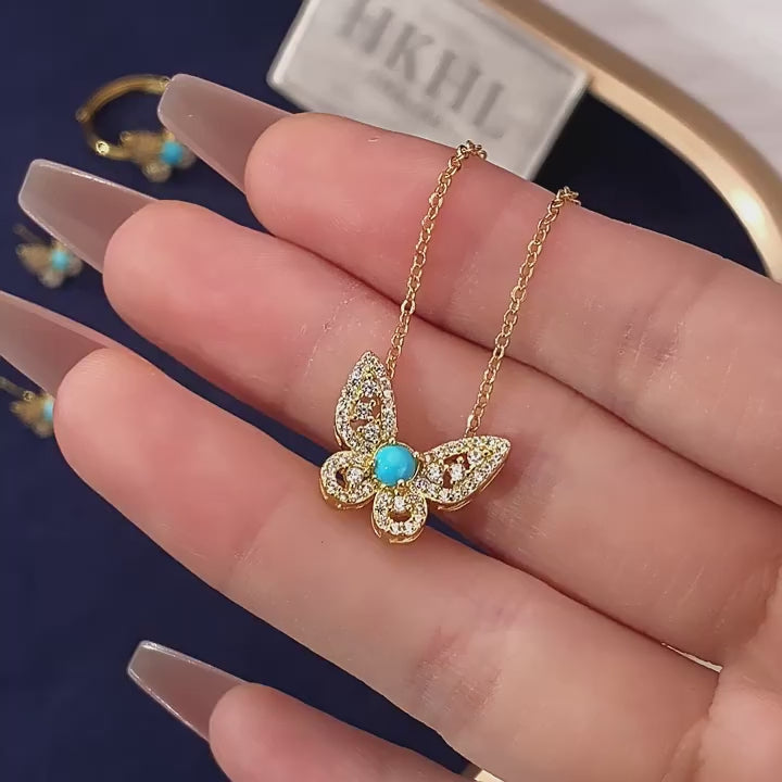 Lucky Butterfly Natural Turquoise Butterfly Necklace