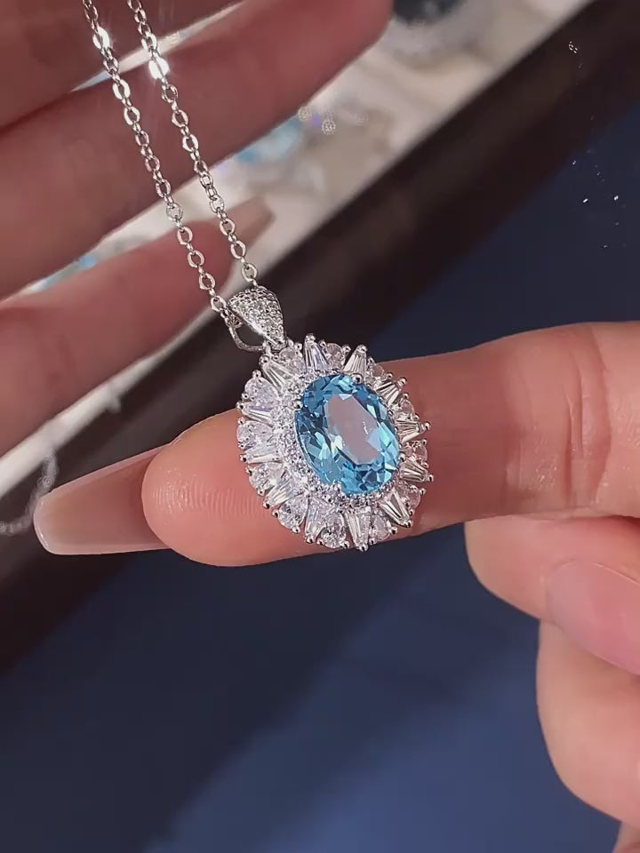 Topaz Collar Necklace Women's Style S925 Silver