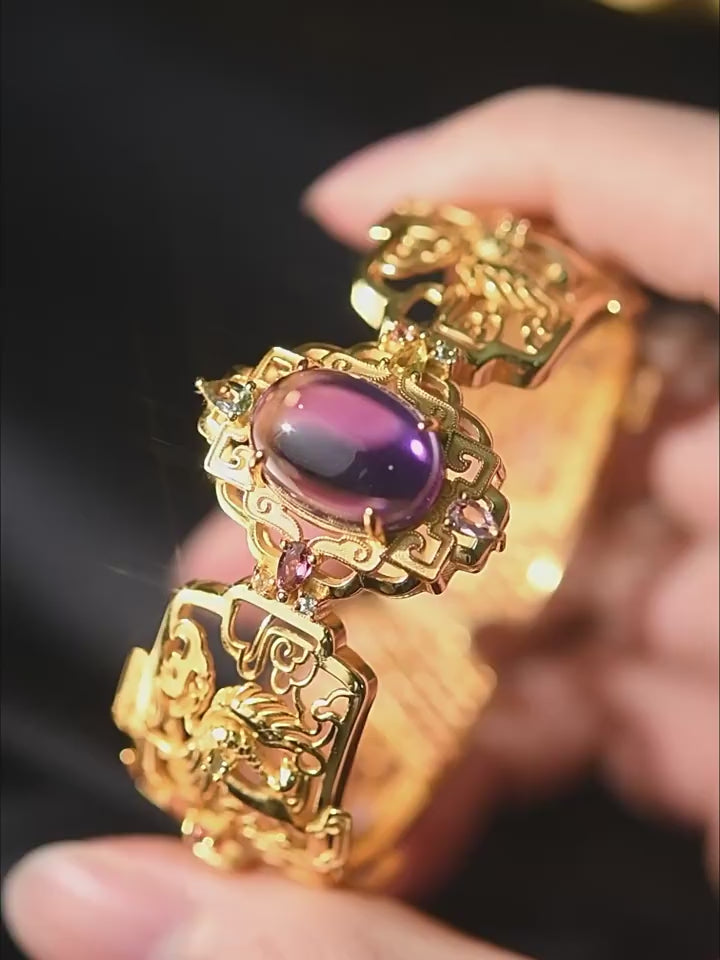 Blossom Series Natural Amethyst Phoenix Bracelet