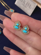 Blessing Gourd Turquoise Earrings S925 Silver