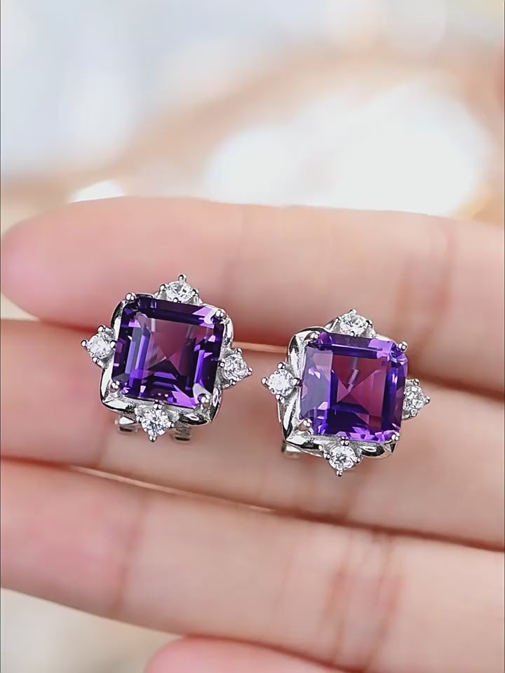 Norse Mythology Series Natural Amethyst Earrings