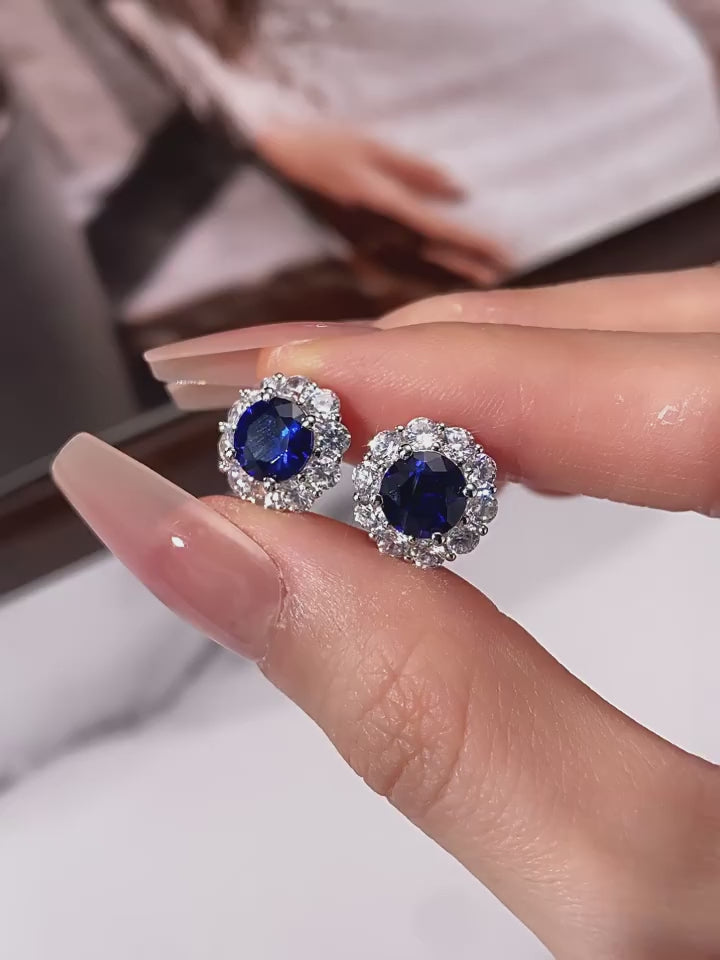 Sapphire Earrings S925 Silver Drop Earrings