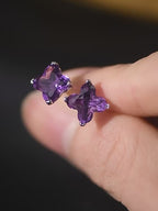 Star Wish Series Four-Leaf Clover Amethyst Earrings