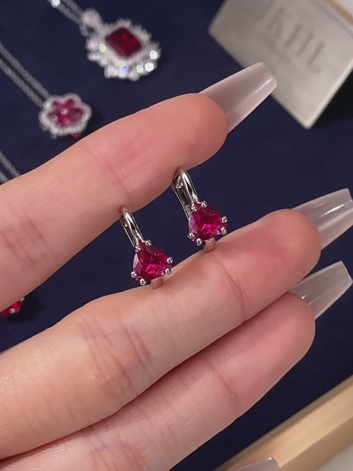 Ruby Flame of Teardrop Light Luxury Earrings