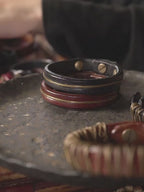 Hand-Stitched Leather Bracelet & Bangle – 3rd & 9th Anniversary Gift