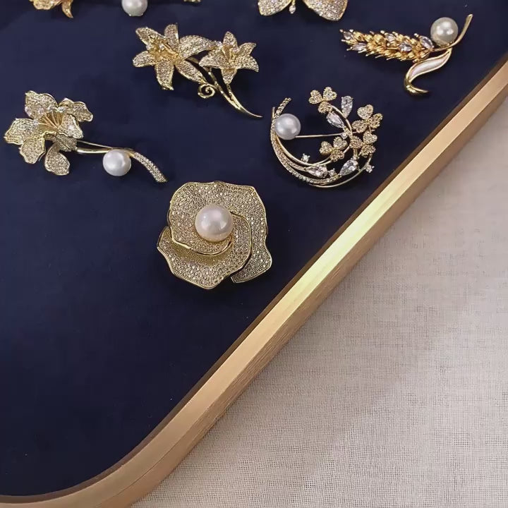 Camellia Shell Pearl Brooch S925 Silver