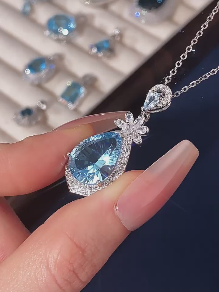 Natural Topaz Collar Chain S925 Silver Women's