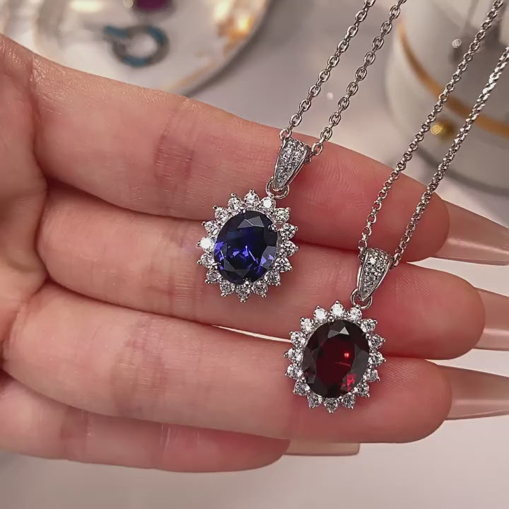 Tanzanite Pendant Necklace S925 Silver Women's Style