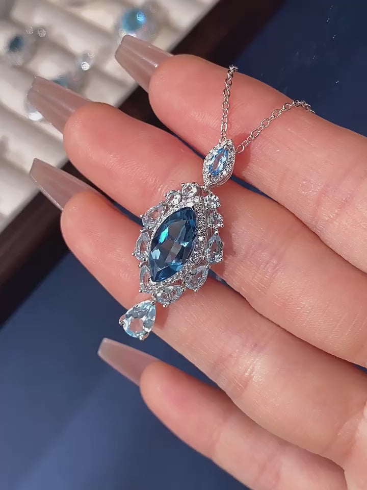London Blue Topaz Necklace Women's Style S925 Silver