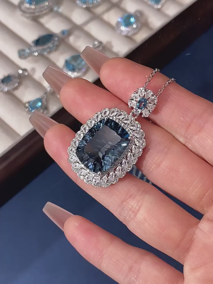 London Blue Natural Topaz Light Luxury Necklace