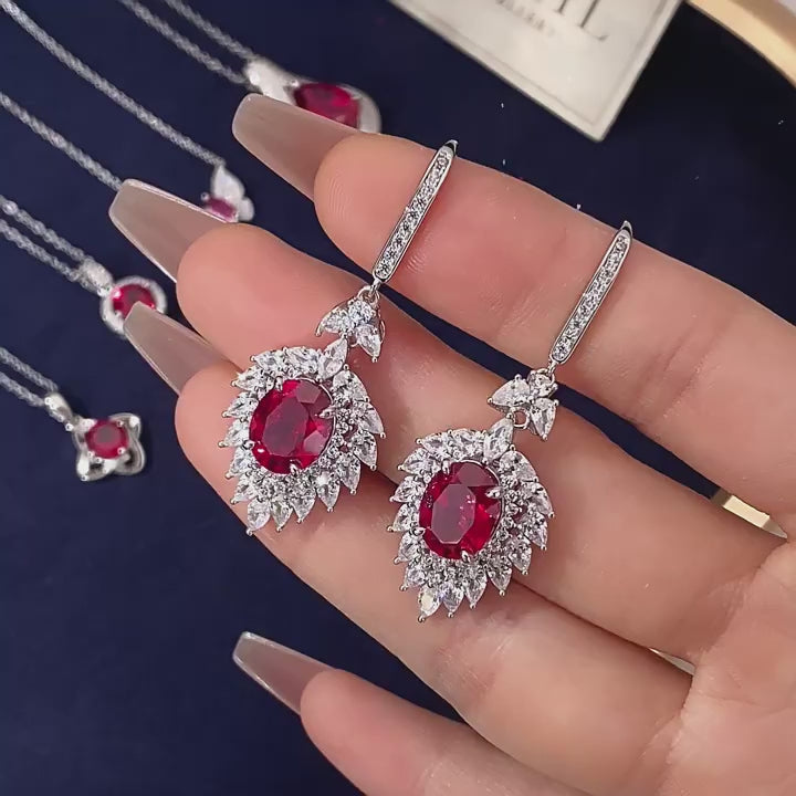 Pigeon-Blood Ruby Pigeon Egg Earrings