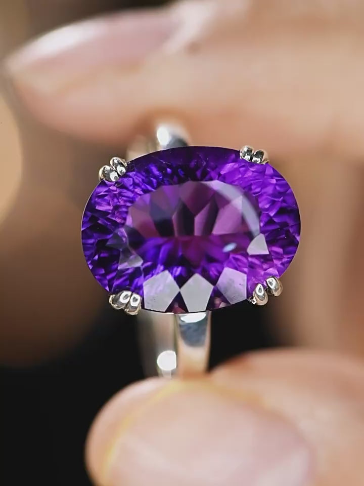 Natural Amethyst Niche Light Luxury Index Finger Ring