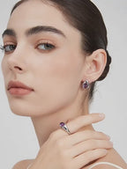 Natural Amethyst Minimalist Commute Earrings