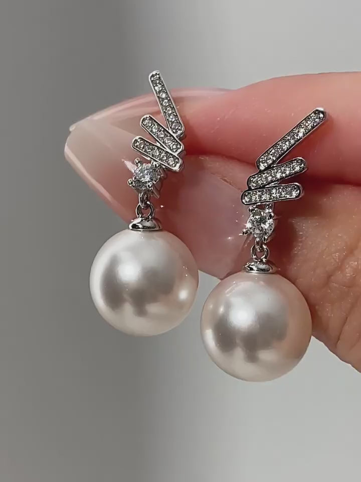 Ethereal Wings Pearl Earrings S925 Silver Women's Style