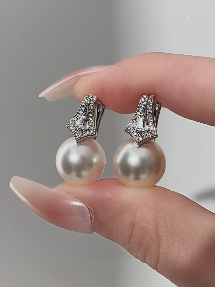 French Pearl Earrings S925 Silver Women's Style