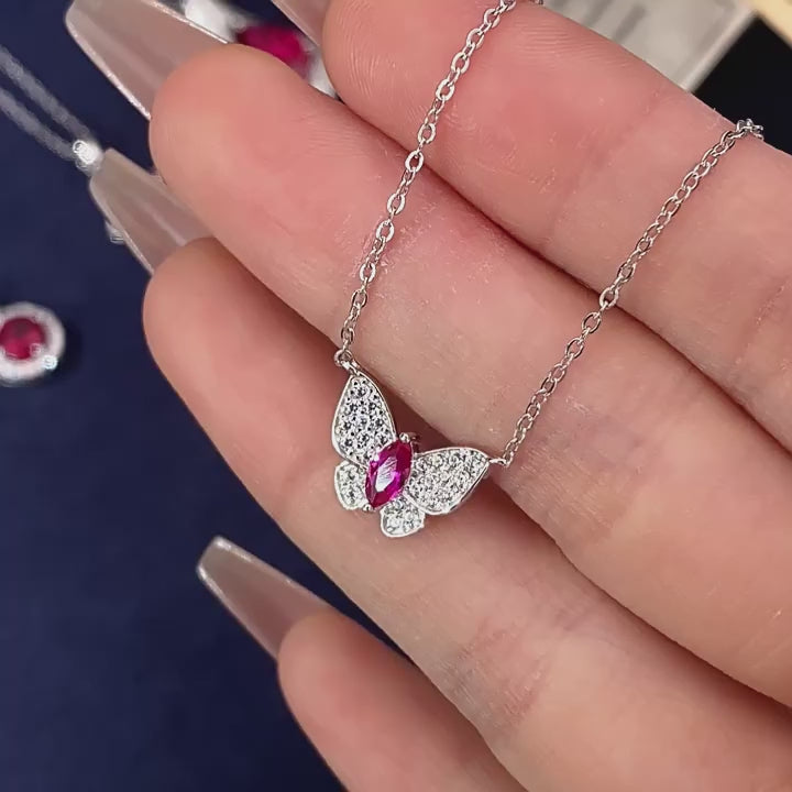 Butterfly Ruby Necklace S925 Silver