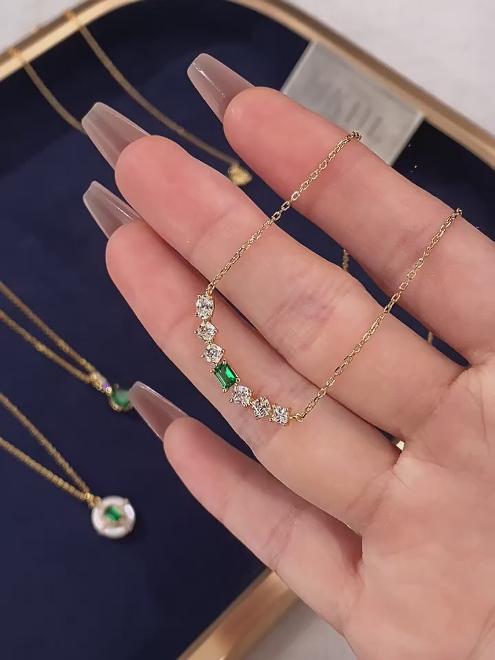 Emerald Elf Necklace S925 Silver Women's Style