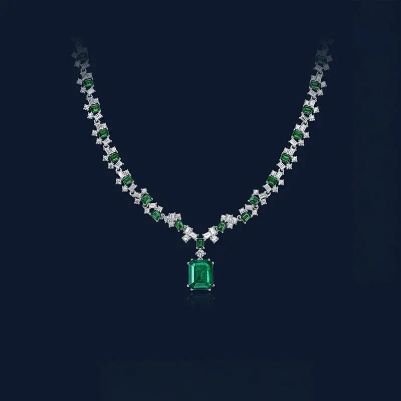 Rectangular Emerald Graduated Tennis Necklace presentation box product view