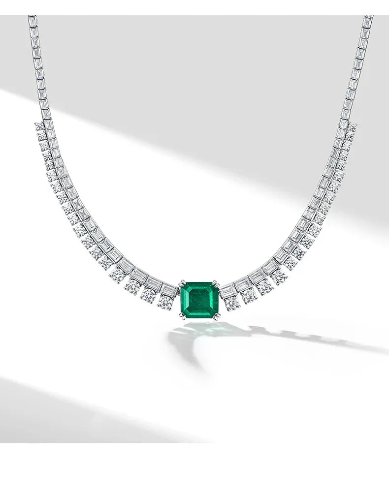Rectangular Emerald Tennis Necklace presentation box product view