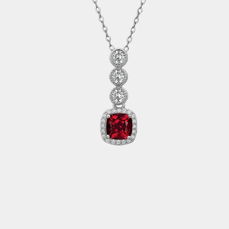 Rectangular Ruby Drop Pendant Necklace — main necklace product view