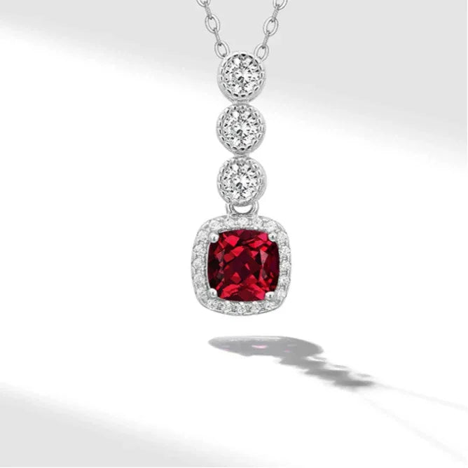 Rectangular Ruby Drop Pendant Necklace — main necklace product view 7