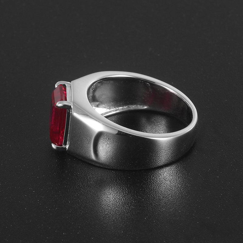 Rectangular Ruby Minimal Men's Ring — side profile of ring