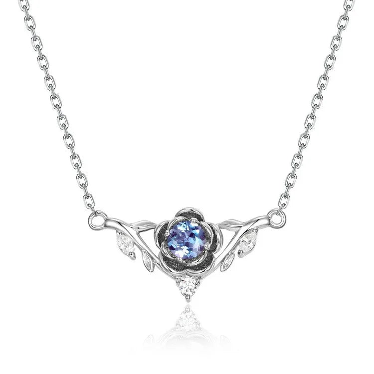 Round Alexandrite wing collar necklace, front product view on a white background