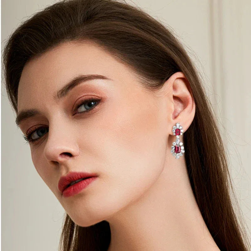 Ruby Brilliant Earrings S925 Silver — alternate earrings view