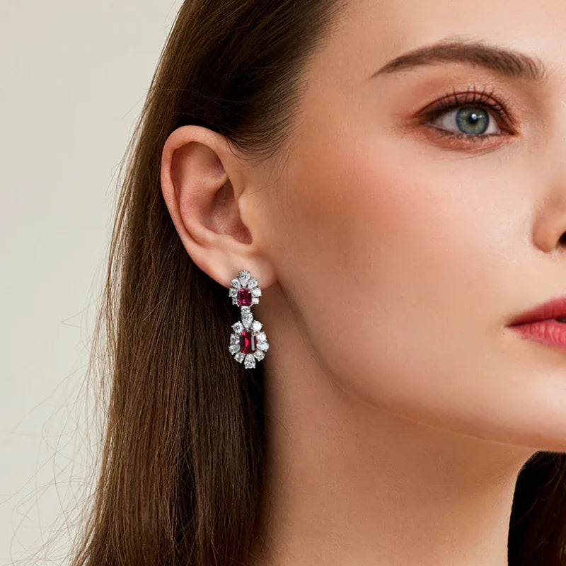 Ruby Brilliant Earrings S925 Silver — earrings worn on ear
